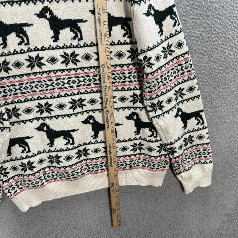 Lands End Sweater Adult XL Multicolor Fair Isle Knit Crewneck‎ Geometric Dog NEW